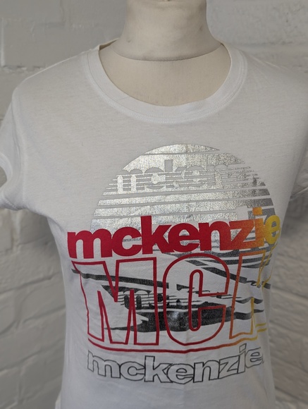 McKenzie Round Neck T Shirt - Size S - White & Pink - Cotton - P2P 17" - Picture 2 of 8